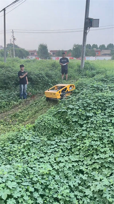 HS224 lawn mowing operation