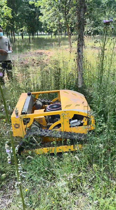 HS224 lawn mowing operation